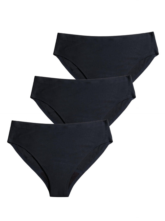 DIVA DivaCup Reusable Period Underwear - Quick Dry Menstrual Underwear - Period Panties - Seamless Bikini, Black(3 Pack)