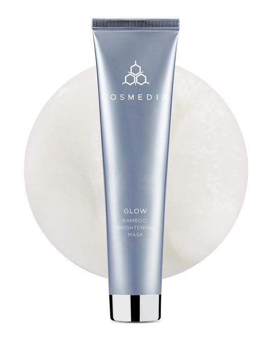 COSMEDIX Glow Bamboo Brightening Facial Mask – PM Exfoliating Facial Scrub for Tired, Dull & Uneven Skin - Anti-Aging Gentle Night Face Exfoliator with Bamboo & Niacinamide - All Skin Types