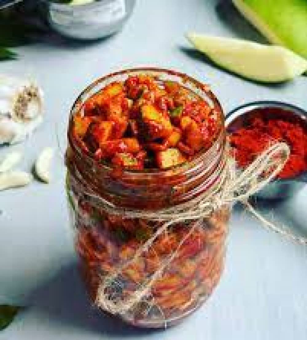Authentic Nepali Aap Mango Pickle Added Multi Spices - Natural Typical Nepali Flavor, Super Spicy Dried Mango Achar Pickles 200G By QT Shopping