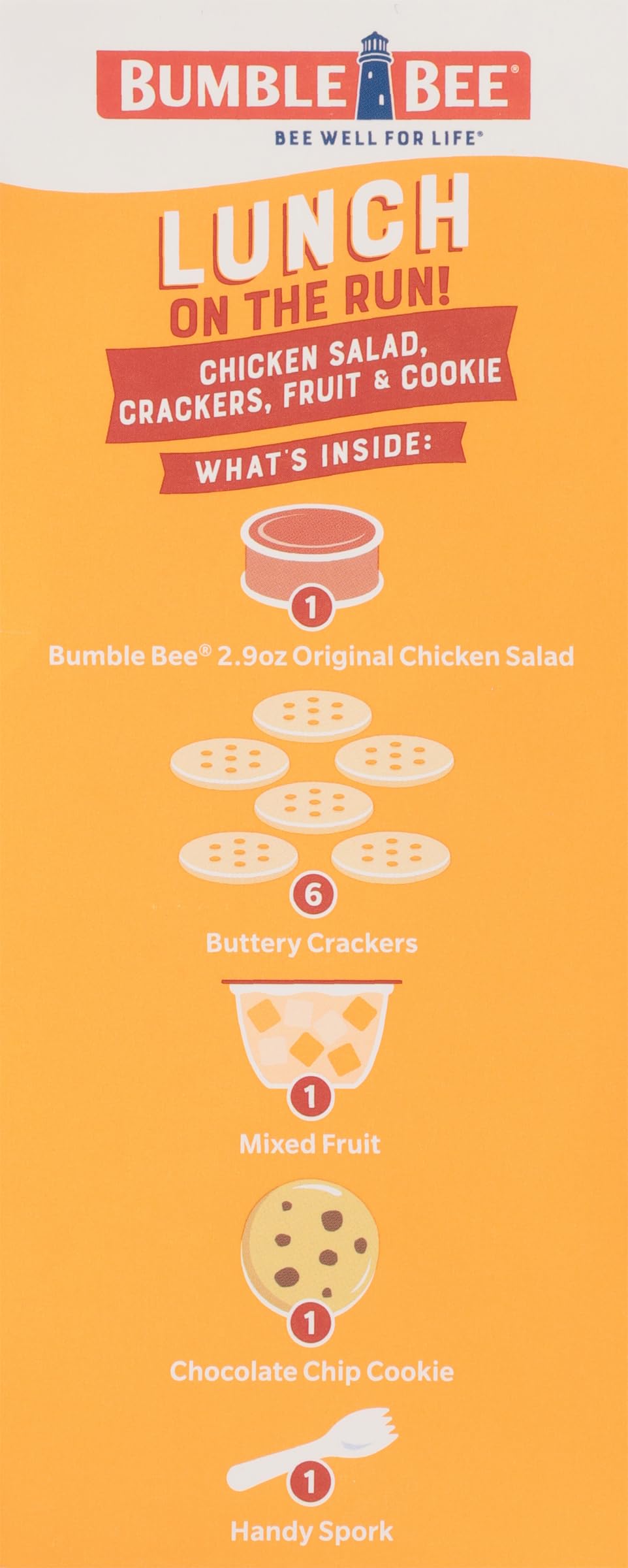 Bumble Bee Lunch On The Run Chicken Salad with Crackers Kit, 8.2 oz (Pack of 4) - Ready to Eat, Includes Crackers, Cookie & Mixed Fruit - Shelf Stable & Convenient Source of Protein, Easy Open Can