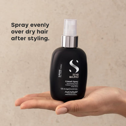ALFAPARF MILANO Semi di Lino Sublime Cristalli Smoothing Finishing Spray - Lightweight Hair Oil Serum - Adds Gloss and Briliant Shine - Protects (4.23 fl oz)