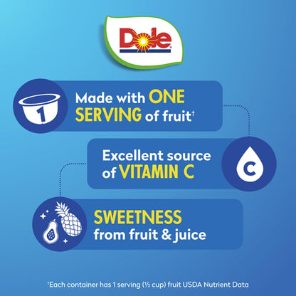 Dole Fruit Bowls Tropical Fruit in 100% Juice Snacks, 4oz 36 Total Cups, Gluten & Dairy Free, Bulk Lunch Snacks for Kids & Adults