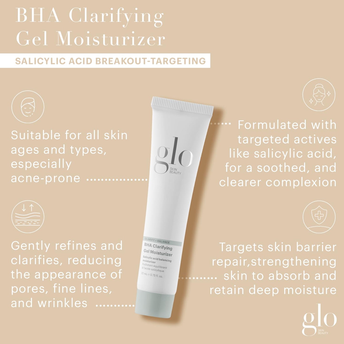 Glo Skin Beauty Clear Skin Hydration Duo Travel Size Skincare Set Includes BHA Clarifying Gel Moisturizer + Microbiome Restoring PM Moisturizer – For Clear Skin On The Go