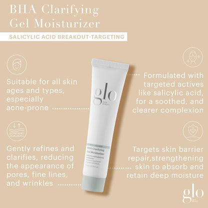 Glo Skin Beauty Clear Skin Hydration Duo Travel Size Skincare Set Includes BHA Clarifying Gel Moisturizer + Microbiome Restoring PM Moisturizer – For Clear Skin On The Go