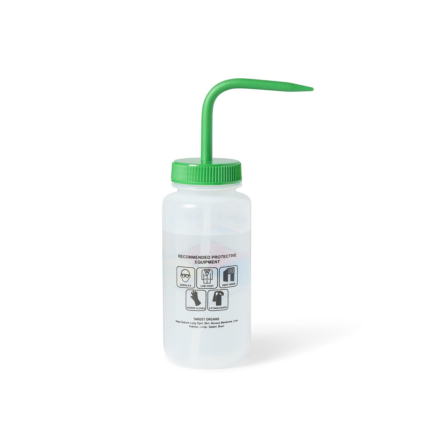 United Scientific™ UniSafe™ Laboratory Grade Wide Mouth LDPE Vented Chemical Wash Bottle, Ethyl Acetate, 500mL (16oz), 4-Color, Pack of 6