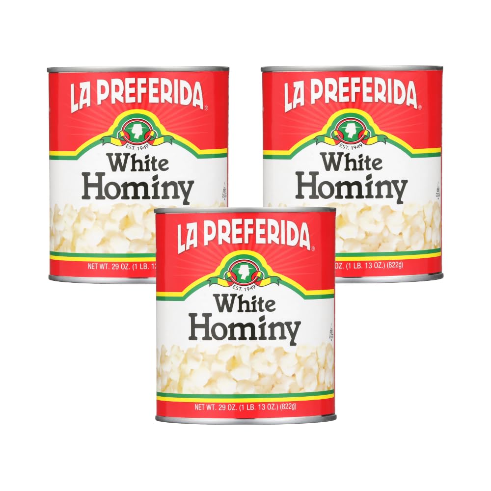 La Preferida White Hominy, Maíz Blanco (Nutty Corn Kernels with Hint of Lime & Salt) – A Traditional Base for Pozole, Soups, Stews & Homemade Tortillas, 29oz. (Pack of 3)