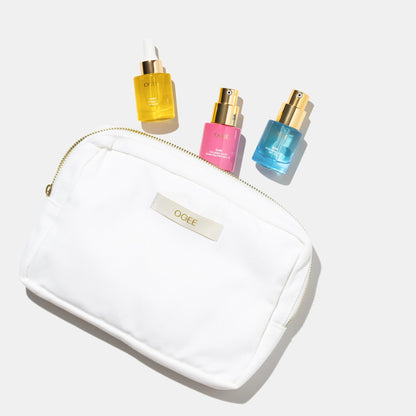 Ogee - Elixir Trio - Retinol Alternative Collagen 1% Elixir, Vitamin C THDA 20% Elixir & Hyaluronic Acid HA 1.5% Elixir with Organic Cotton Beauty Bag
