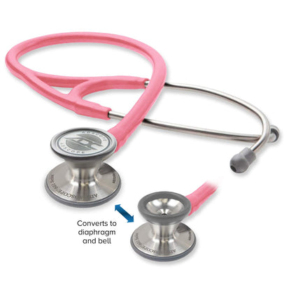 ADC Adscope 601 Convertible Cardiology Stethoscope with Tunable AFD Technology, Adult Diaphragm and Adult Bell or Pediatric Diaphragm, 28 inch Length, Breast Cancer Awareness Metallic Pink