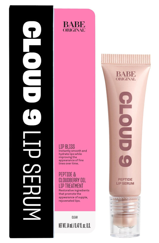 BABE ORIGINAL Cloud 9 Peptide Lip Serum | Daily Lip Treatment with Cloudberry Oil, Mushroom Extracts, Hyaluronic Acid for Dryness & Fine Lines | Smoothing & Hydrating Lip Moisturizer | Vegan Lip Care