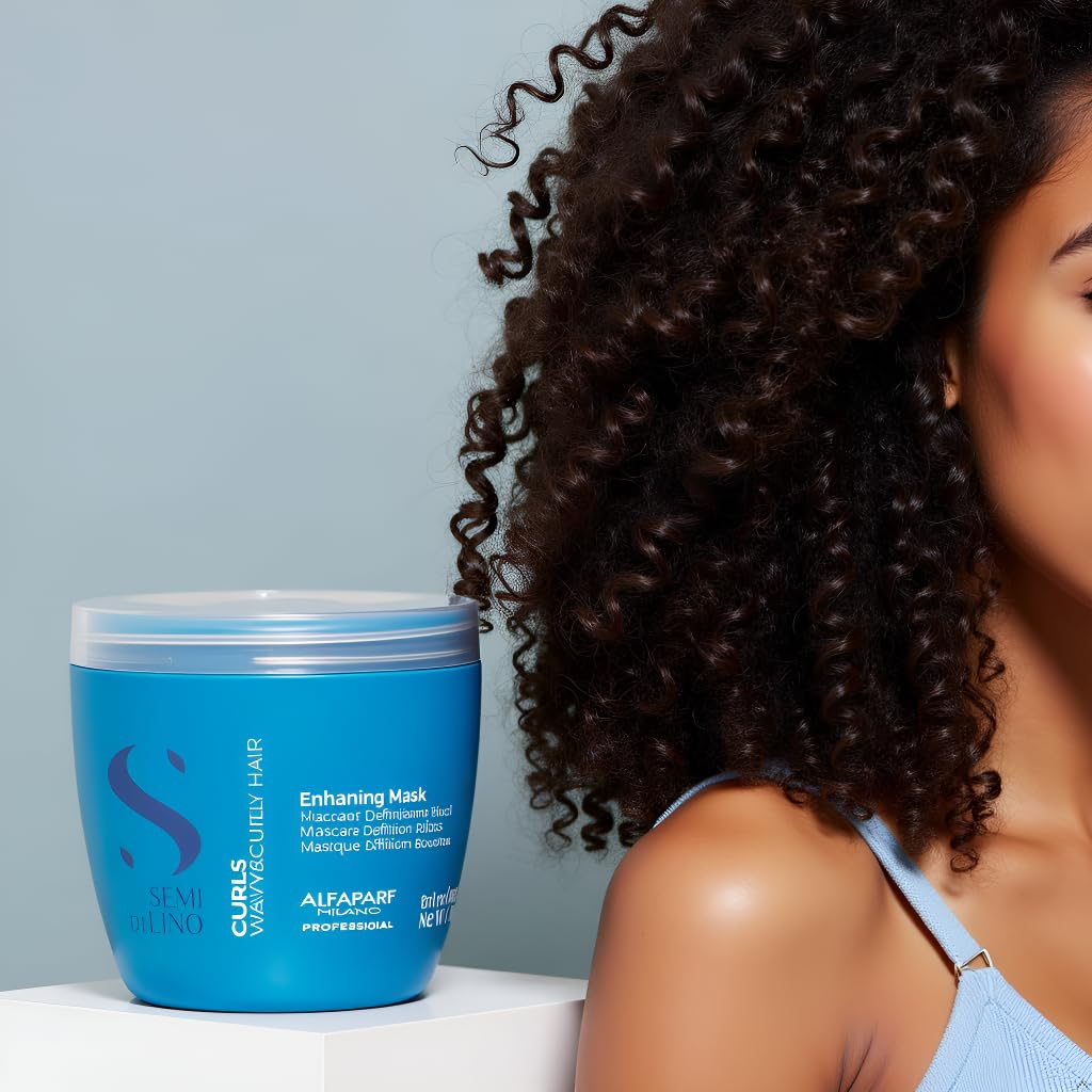 Alfaparf Milano Semi Di Lino Curls Enhancing Mask for Wavy and Curly Hair - Hydrates and Nourishes - Reduces Frizz - Protects Against Humidity - Vegan-Friendly Formula