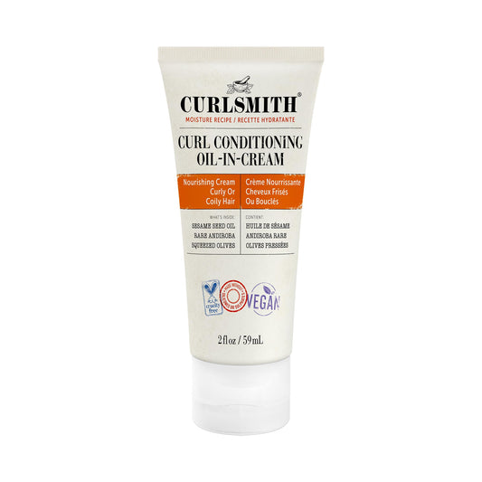 CURLSMITH - Curl Conditioning Oil in Cream - Vegan Leave in Conditioner for Curly and Coily Hair (2 fl oz) Trial or Travel Size