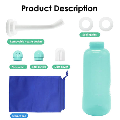 RUFCRIL Peri Bottle, Portable Travel Bidet with Bag, TPE Material Can Be Boiled, 17oz/500ml with 2 Sealing Rings,Essentials for Postpartum Perineal Care,Feminine Cleansing,and Baby(Green)