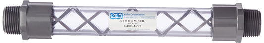 Koflo 1-40C-4-6-2 Clear PVC Schedule 40 Pipe Static Inline Mixer; 1" NPT(M), 6 Elements