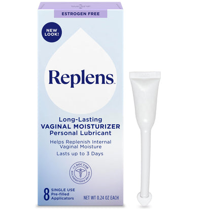 Replens Long Lasting Vaginal Moisturizer for Vaginal Dryness, Doctor Recommended & Estrogen-Free, 8 Pre-Filled Applicators