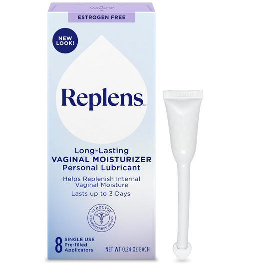 Replens Long Lasting Vaginal Moisturizer for Vaginal Dryness, Doctor Recommended & Estrogen-Free, 8 Pre-Filled Applicators