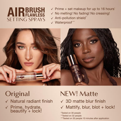 Charlotte Tilbury Airbrush Flawless Setting Spray - Ultra-Fine Hydrating Mist to Prime & Set Face Makeup For Up to 16Hr - Soothes, Blurs Pores & Calms Skin