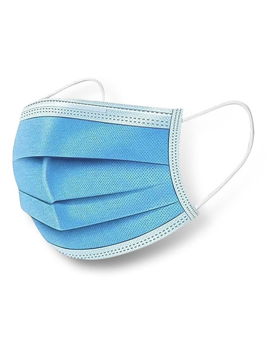 MAGID MM001 Disposable Face Masks with Adjustable Nose Clip, Triple-Layer Construction, Non-Woven Material, Blue