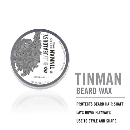 Billy Jealousy Tinman Beard Wax with Light Hold & Matte Finish, Nourishing Beard Care Product Formulated with Natural Beeswax & Glycerin for Soft, Tamed Facial Hair, 2 Oz