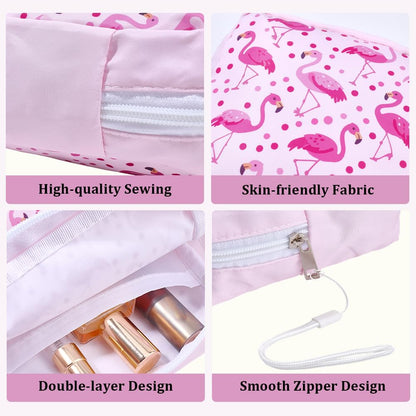 2Pcs 2 Styles Pink Period Bag Flamingo Sanitary Pad Bag Cute Pink Flamingo Print Sanitary Napkin Pouch Portable Waterproof Feminine Product Travel Storage Organizer for Women Daily Use