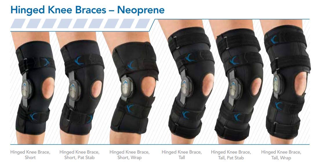 United Ortho 300250-07 Tall Neoprene Wraparound Hinged Knee Support Brace, Large