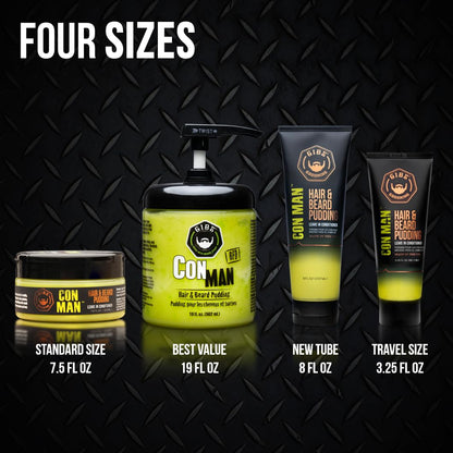 GIBS Con Man Hair & Beard Pudding - Leave In Conditioner - Curl Definer - Moisturizer - 3.25 oz Travel Size