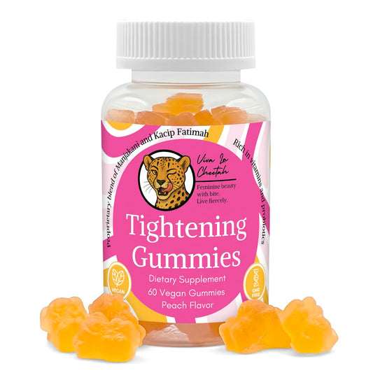 Vaginal Tightening Gummies, 2 Month Supply, V Tight, 60 Vegan Tightener Gummy Vitamins, Natural Tightening Pills for Tighter Vag, pH Balance, Vaginal Health (Peach)