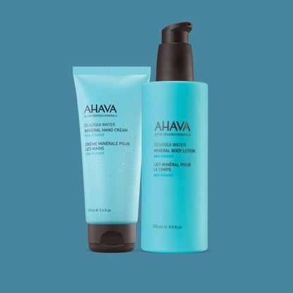 AHAVA Sea-Kissed Hand & Body Care Set – Includes Hand Cream (100ml) & Body Lotion (8.5 Fl.Oz) | Enriched with Dead Sea Minerals, Magnesium & Refreshing Sea-Kissed Fragrance