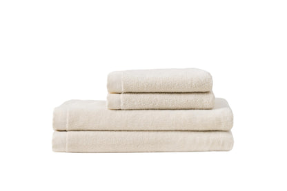 Coyuchi Classic Organic Cotton Terry Bath Towels, Minimalist 4-Piece Towel Set, Undyed, Quick-Dry, Highly Absorbent, Soft, Lightweight, 100% GOTS Certified, 2 Hand Towel, and 2 Bath Towel