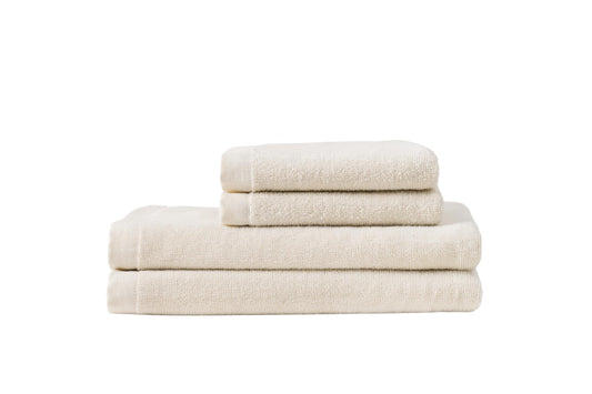 Coyuchi Classic Organic Cotton Terry Bath Towels, Minimalist 4-Piece Towel Set, Undyed, Quick-Dry, Highly Absorbent, Soft, Lightweight, 100% GOTS Certified, 2 Hand Towel, and 2 Bath Towel