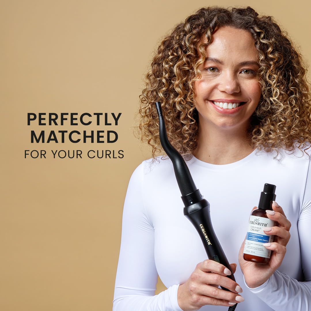 CURLSMITH CurlShield Cream - Multi-Benefit Heat Protection Cream, For Dry Styling - For All Curls, Coils & Waves (4.4 oz)