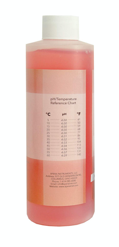 Apera Instruments pH 4.00 Calibration Buffer Solution, 16 oz. Bottle, NIST Traceable, Red (AI1107)