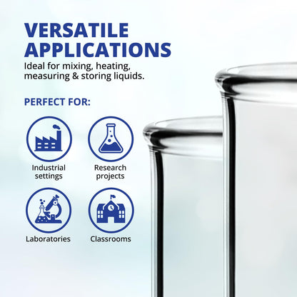 United Scientific™ (1,000mL) 1 Liter Beaker - Low Form Griffin, 3.3 Borosilicate Glass Beaker, Double Scale Graduated Chemistry Glassware with Pour Spout, Autoclavable Laboratory Glassware, 1 Each