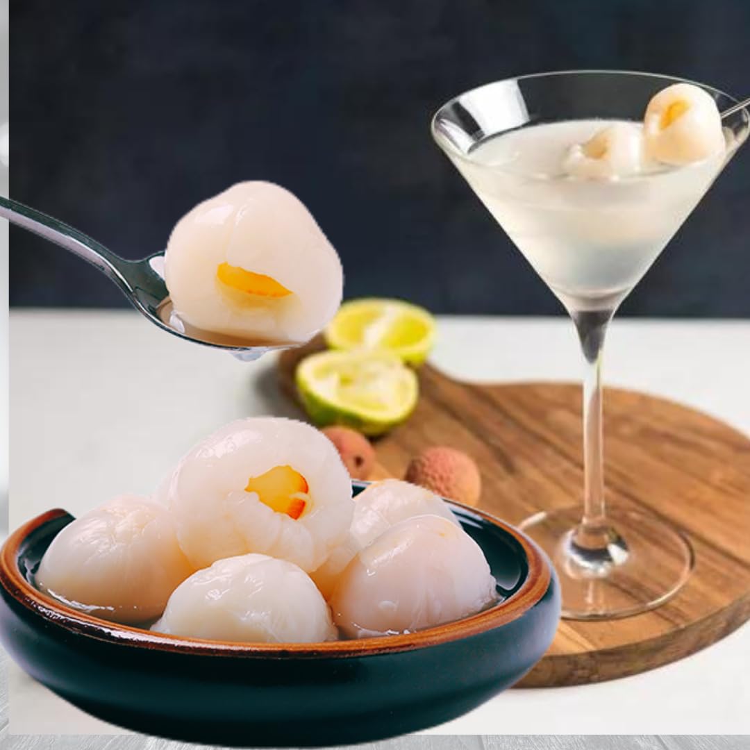 20oz of Peeled, Seedless Lychees in concentrated lychee juice Sugar Syrup, with a delightful floral aroma and taste and a unique chewy texture. Versatile and ready-to-use for your culinary creations, spanning desserts, beverages, fruit salads, and...