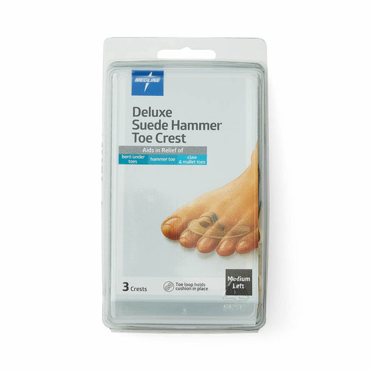 Medline Hammer Toe Crest, Deluize Suede, Left, Size Medium, Pack of 3