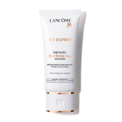 Lancôme UV Expert Defense SPF 50+ Primer & Moisturizer | 3-in-1 Facial Sunscreen with Broad Spectrum Protection | Lightweight, Hydrating, Non-Greasy Aquagel Texture