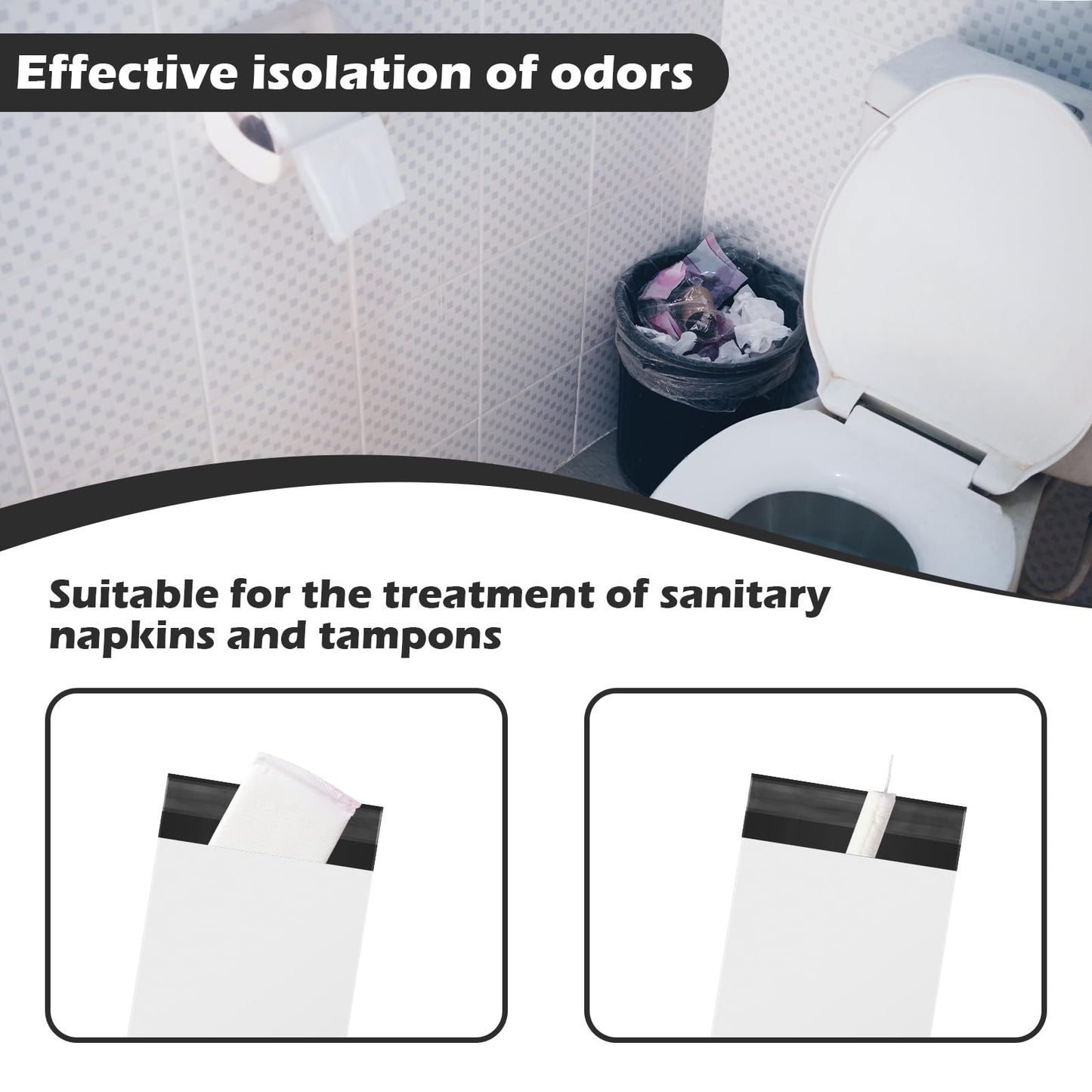 200 Pcs White Sanitary Napkin Disposal Bags,Sealable Tampon Disposal Bags, Prevents Odours Thickened Size Feminine Hygiene Bag for Sanitary Napkins and Pads,Disposable Tampon