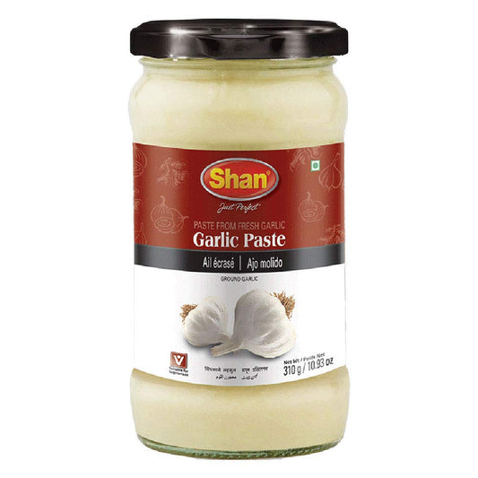 Shan - Garlic Paste, 10.93 oz (310g) - Authentic Taste from Fresh Garlic in an Airtight Glass Jar - Vegan