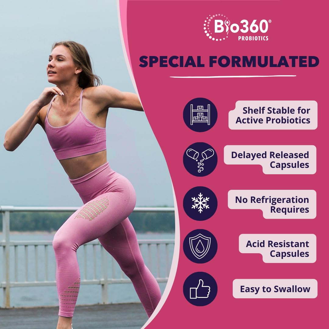 Bio360 Probiotics for Women Vaginigal Health - Supports pH Balance, Vaginal, Urinary, & Digestive Health - 50 Billion CFU & 15 Unique Strains for Healthy Vaginal Odor & Vaginal Flora - Shelf Stable