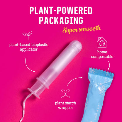Flo - Organic Cotton Tampons for Women - 32 Pack (32 Super Tampons) - Leak Proof - No Synthetic Fibers, Chlorine Bleach, or Added Dyes - Bio-Plastic Applicator - Feminine Care - Vegan & Cruelty Free