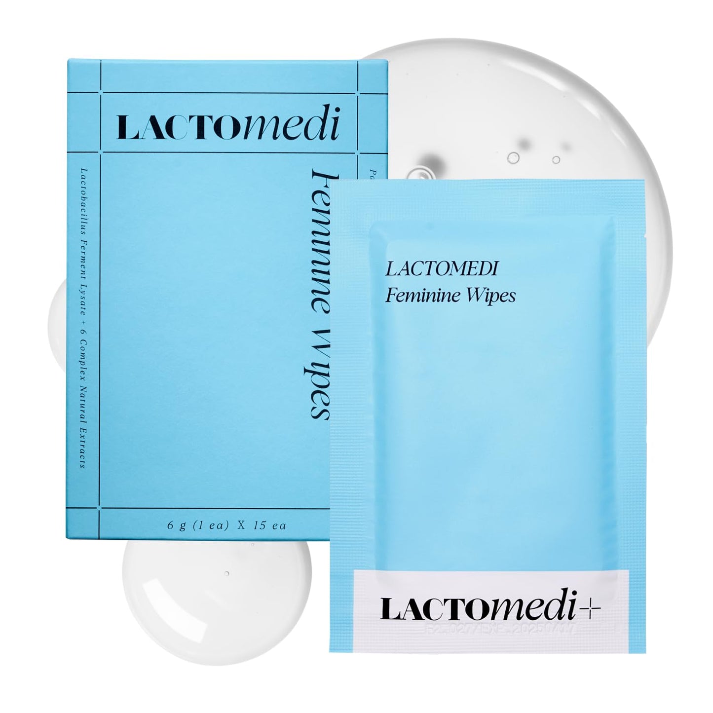 LACTOMEDI Feminine Wipes | Unscented | Individually Wrapped | pH-Balanced Feminine Wipes | Flushable Wipes for Sensitive Skin | 1Box x 15pcs