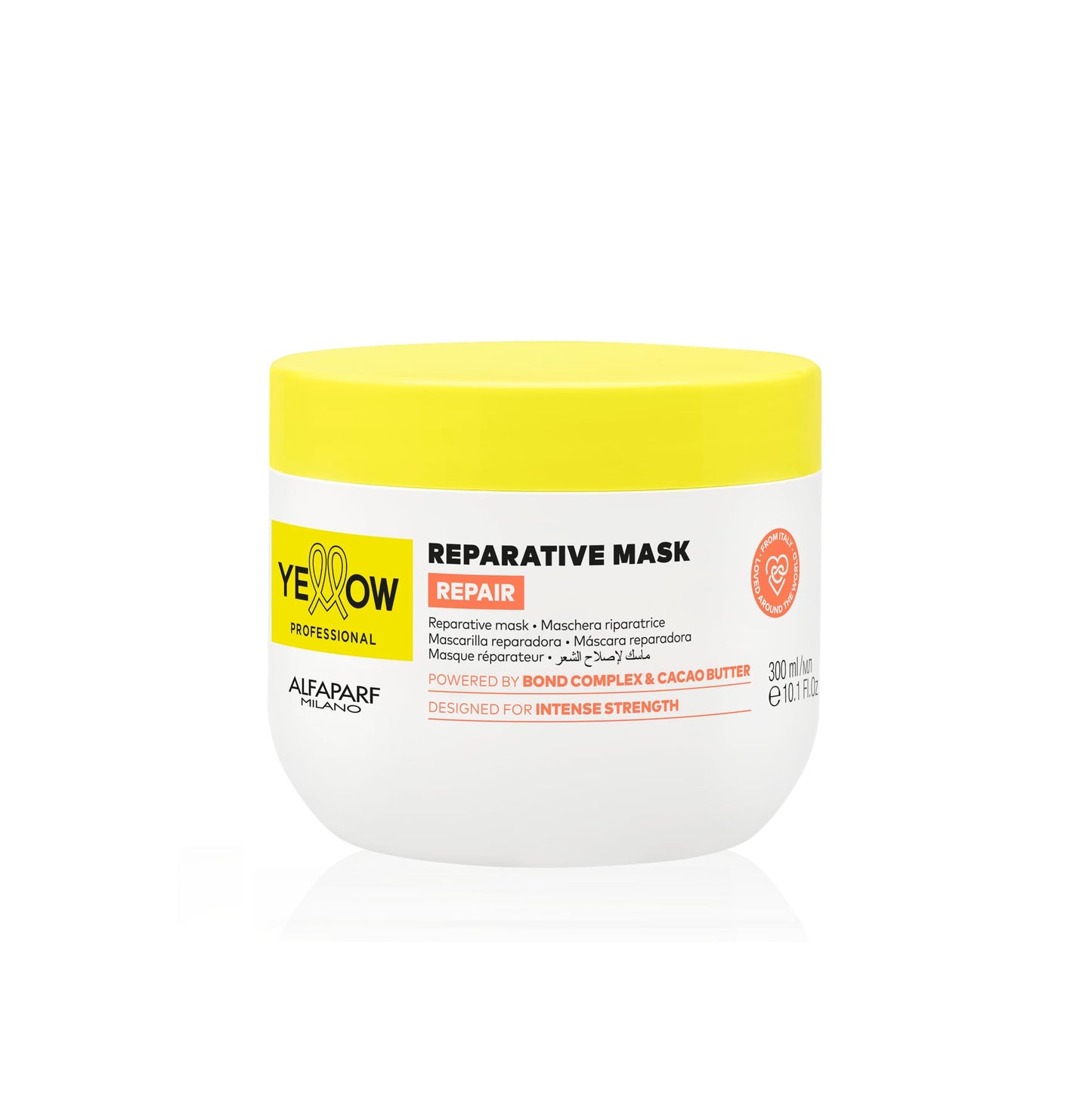 ALFAPARF MILANO Yellow Professional Repair Reparative Mask for Damaged Hair - Powered By Bond Complex & Cacao Butter - Designed For Intense Strength