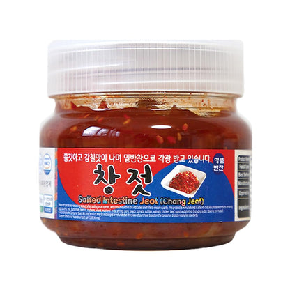 BarunJungdam Changran Jeotgal – Korean Fermented Pollack Roe Side Dish | Spicy & Chewy Traditional Banchan | Low Sodium Korean Seafood Jeot | Vacuum Sealed for Freshness - 250g (8.8oz)