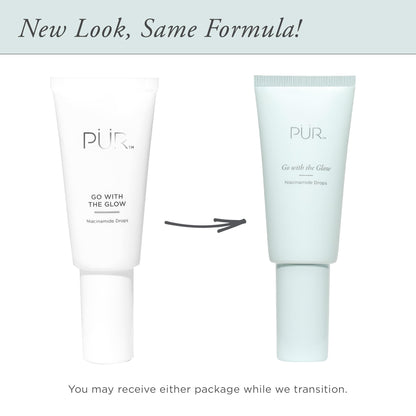 PÜR Go with the Glow Niacinamide Drops, Improves Skin Hydration, Reduces Redness, Vitamin C, Cruelty, Paraben & Gluten Free, 1 oz.