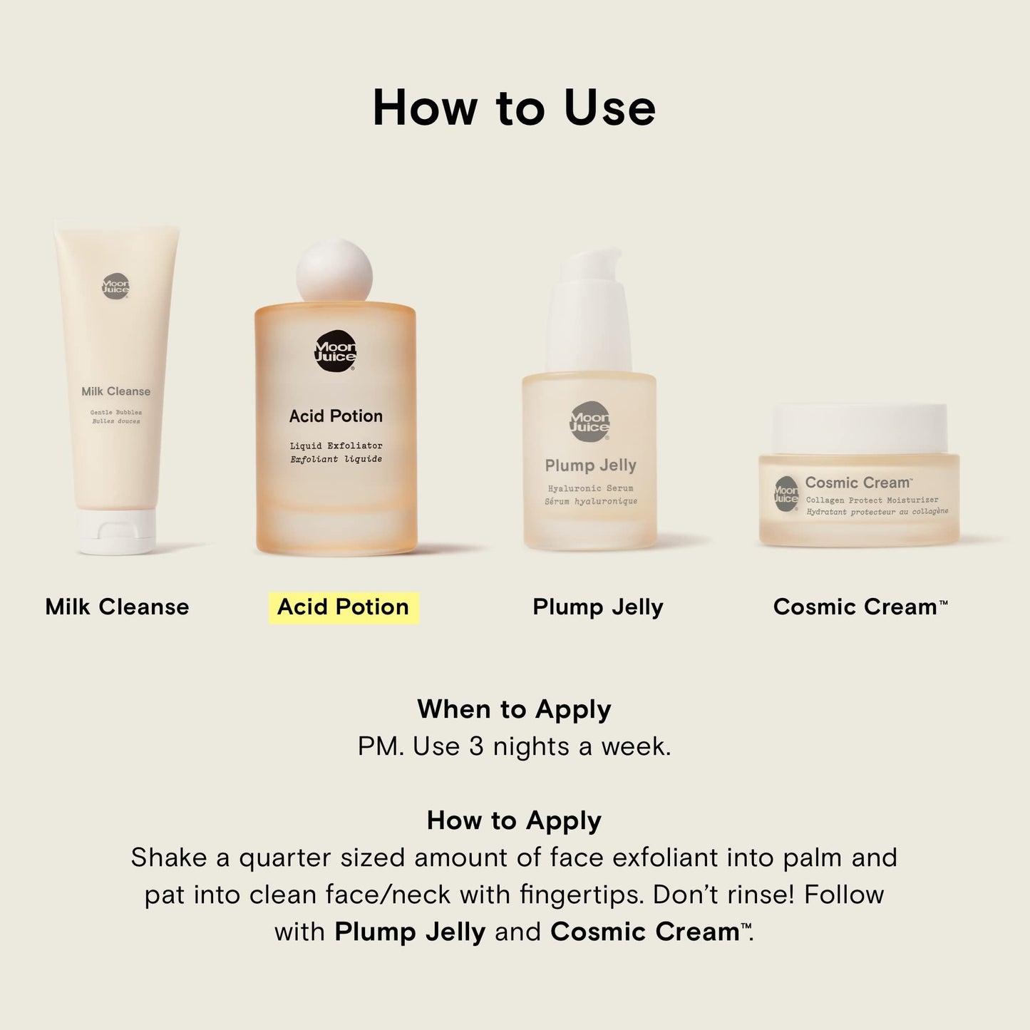Moon Juice Acid Potion Liquid Face Exfoliator - 25% AHA BHA Exfoliant with Reishi + Niacinamide - Helps Resurface Skin, Unclog Pores & Stimulate Collagen - Hydrates & Soothes Skin (3.3 Fl oz)