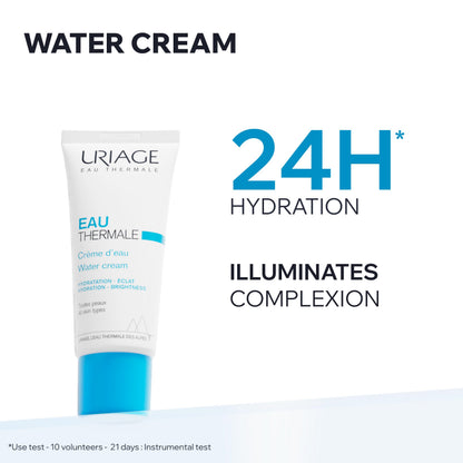 Uriage Eau Thermale Moisturizing Face Cream With Hyaluronic Acid, 24H Hydration, Brightness & Softness, Fresh & Light Face Moisturizer, Lovely Floral Scent, Non-Comedogenic