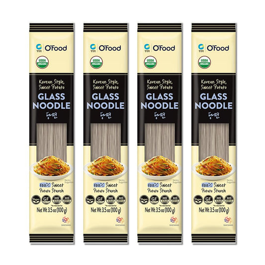 Chung Jung One Korean Sweet Potato Glass Noodle, Non GMO (Gluten Free), Vegan, No Sodium, No Sugar 3.5oz (100g), 4 PACK