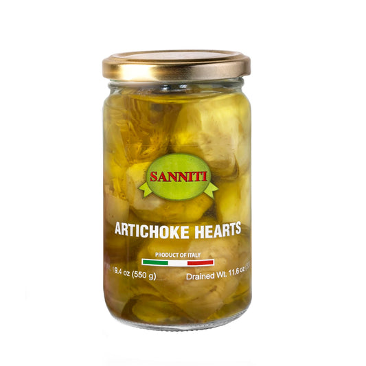 Sanniti Italian Artichoke Hearts in Jar | Authentic Italian Flavor | Perfect for Appitizers, Pasta, Salads, & Dips | 19.4 oz