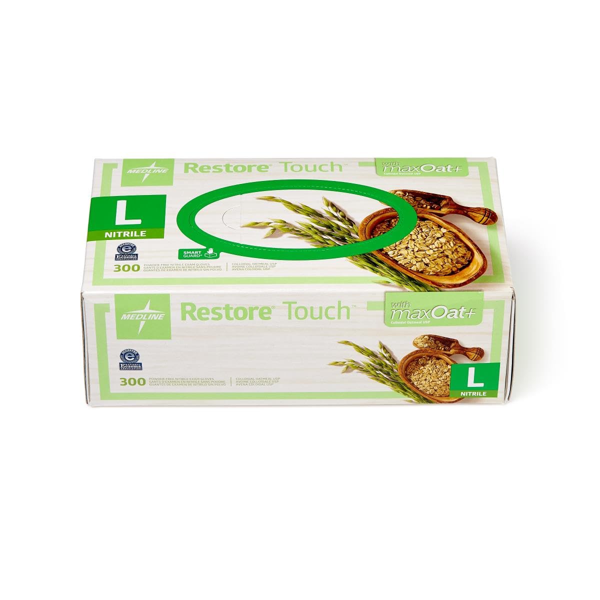 Medlin Restore Touch Powder-Free Nitrile Exam Glove with Oatmeal, Large, Case of 3000