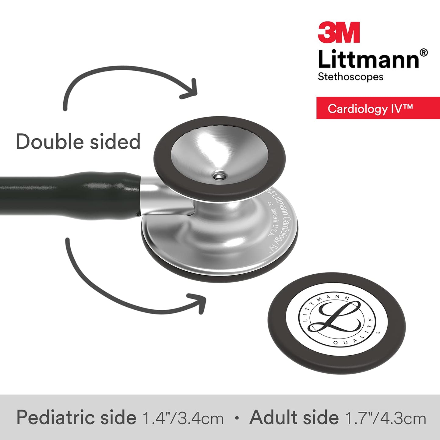 3M Littmann Cardiology IV Diagnostic Stethoscope, 6151, More Than 2X as Loud, Weighs Less, Stainless Steel Chestpiece, 22" (Shorter Length) Black Tube