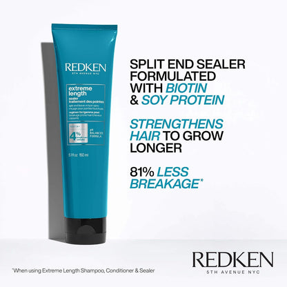 Redken Extreme Length Biotin Leave-In Conditioner For Longer Hair – Promotes Healthy Hair Growth, Strengthens Damaged Hair, Seals Split Ends, Infused With Biotin